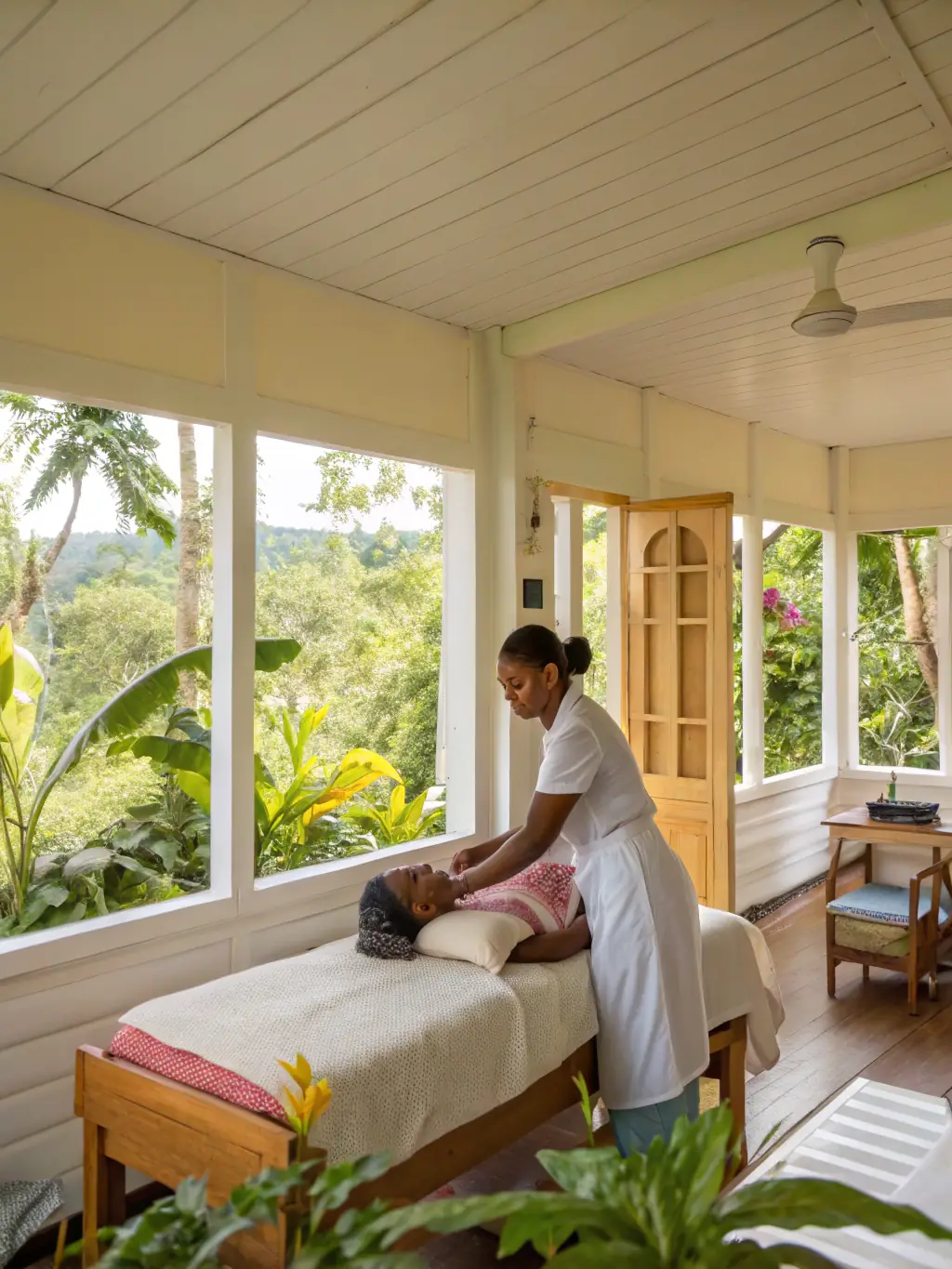 A caring nurse providing basic healthcare services to children in a rural community in Nyamira, Kenya, emphasizing the importance of health and well-being.